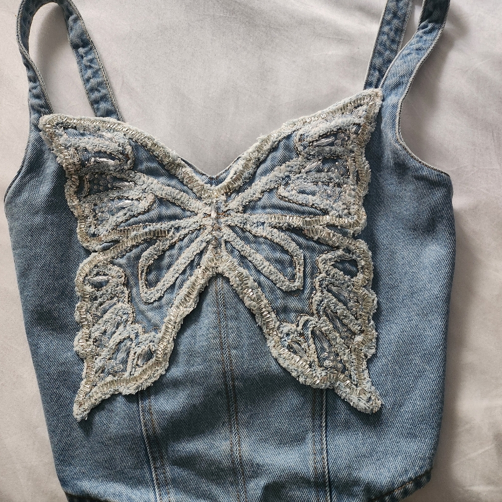 NEW PatBO Camila Coelho Denim Top - Picture 9 of 14